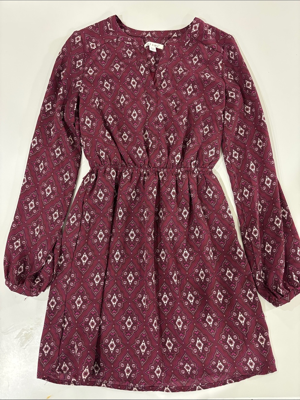 Francesca’s Mi Ami | Maroon Patterned Dress